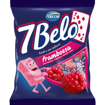 Bala 7Belo Mastigável Framboesa 500g Arcor