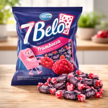 Bala 7Belo Mastigável Framboesa 500g Arcor