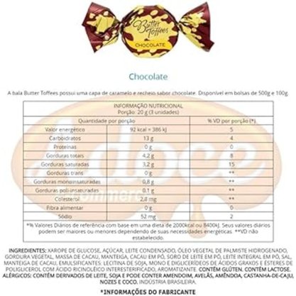 Bala Butter Toffee Chocolate Arcor 500g