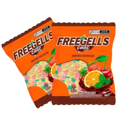 Bala Freegells Sortida com Chocolate 475g Riclan