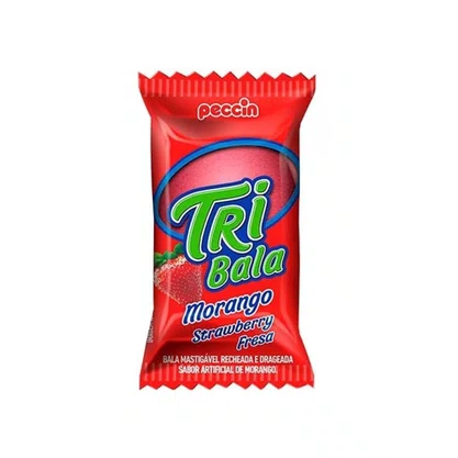 Bala Tri Bala Morango Mastigável 500g Peccin