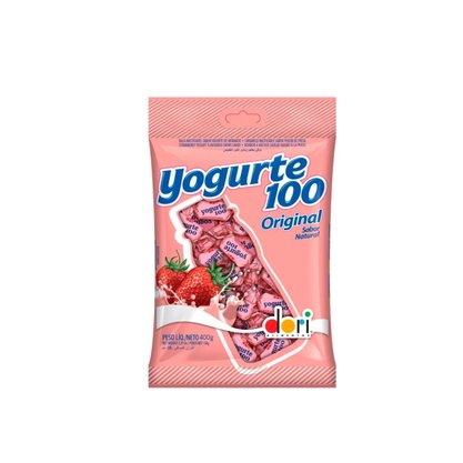 Bala Yogurte 100 Mastigável Morango 400g Dori
