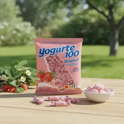 Bala Yogurte 100 Mastigável Morango 400g Dori