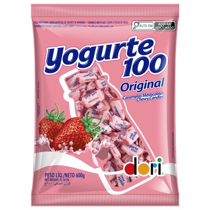 Bala Yogurte 100 Mastigável Morango 600g Dori
