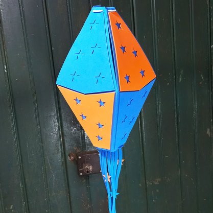 Balão de E.V.A 3D Junino Médio Azul e Laranja Piffer