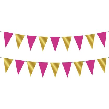 Bandeirola Pink E Dourada Regina 2,2mx19,5cm Regina