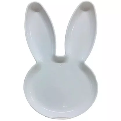 Bandeja Plástica Coelho Branca 20cm x 12cm Ref LB 4037 Massari