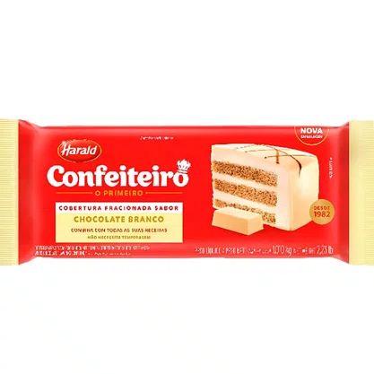 Barra De Chocolate Branco 1,05Kg Confeiteiro Harald