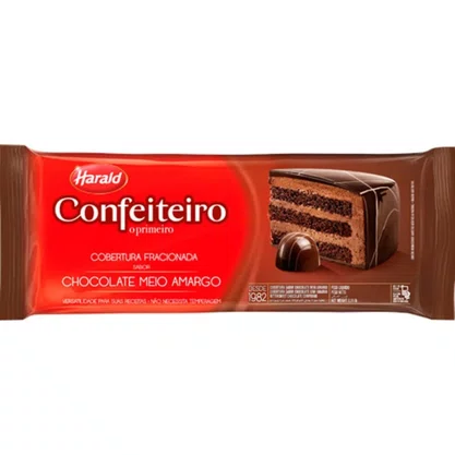Barra de Chocolate Meio Amargo 1kg Confeiteiro Harald