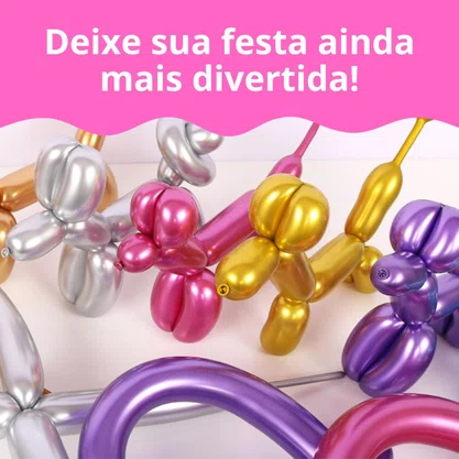 Bexiga Canudo Cromada Prata Artlatex C/ 25un