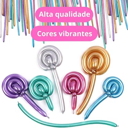 Bexiga Canudo Cromada Prata Artlatex C/ 25un