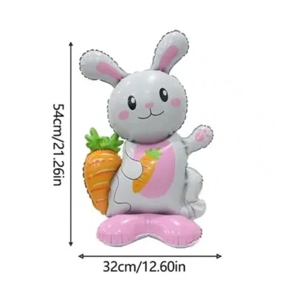 Bexiga Metalizada Coelho Pascoa Com Base 32cm Partiu