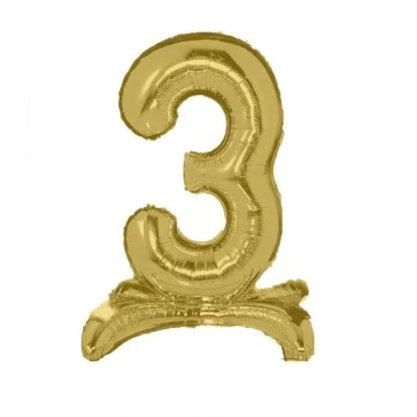 Bexiga Metalizada com Base N. 3 Ouro 75cm Partiu (Unidade)