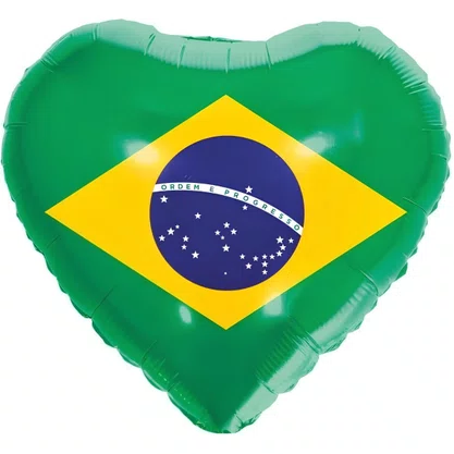 Bexiga Metalizada Coração Brasil 45cm/18’’ Make+