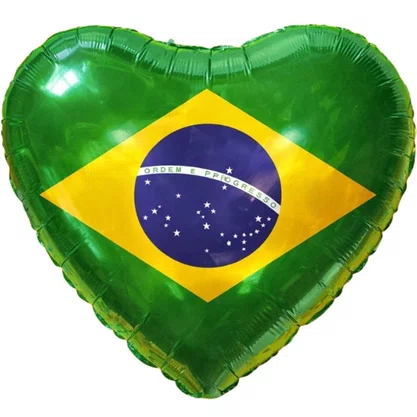 Bexiga Metalizada Coração Brasil 45cm/18’’ Make+