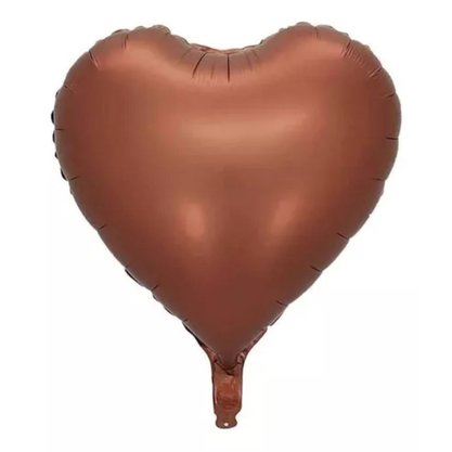 Bexiga Metalizada Coração Café Fosco 45cm Partiufesta
