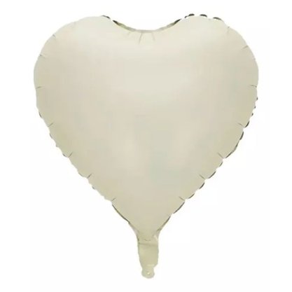 Bexiga Metalizada Coração Creme Fosco 45cm Partiufesta