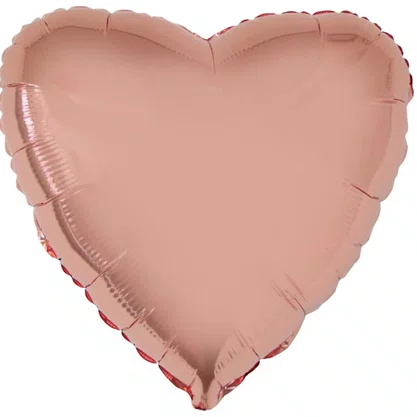 Bexiga Metalizada Coração Rose 45 cm Partiu