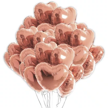 Bexiga Metalizada Coração Rose 45 cm Partiu