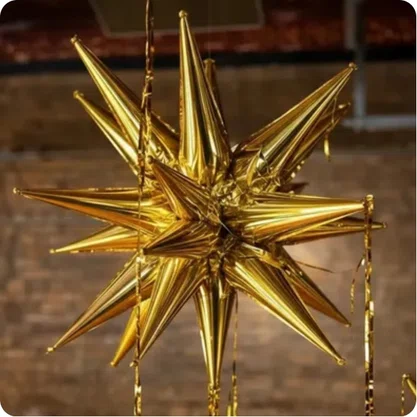 Bexiga Metalizada Estrela Sputnik Ouro 70cm Paf 566 Partiu