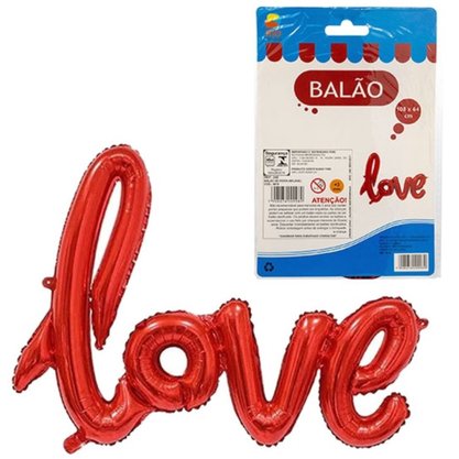 Bexiga Metalizada Love Vermelho 108x64cm Neo