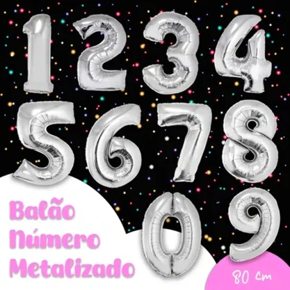 Bexiga Metalizada Nº 1 Prata 80cm Grande Silverplastic