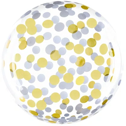 Bexiga Transparente Confeti Ouro 45cm 18pol Cromus