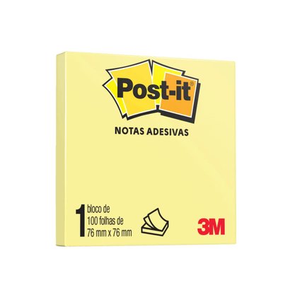 Bloco Adesivo Post-It 76mm x 76mm Amarelo com 100 Folhas 3M Bloco Adesivo Post-It 76mm x 76mm Amarelo com 100 Folhas 3M