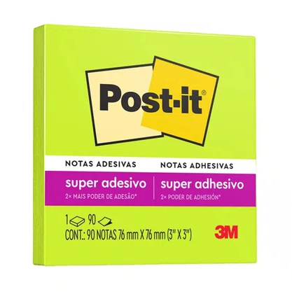 Bloco Adesivo Post-it 76mm x 76mm Verde Neon C/ 45fls 3M Bloco Adesivo Post-it 76mm x 76mm Verde Neon C/ 45fls 3M