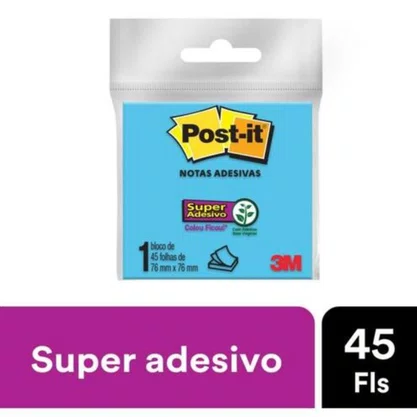 Bloco Adesivo Post-it 76x76mm Azul C/ 45fls 3M