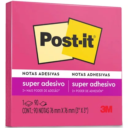 Bloco Adesivo Post-it 76x76mm Rosa Neon C/ 45fls 3M