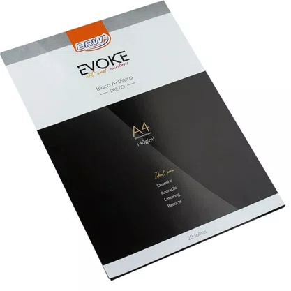 Bloco Artístico Preto A4 140gr 20 Folhas Brw
