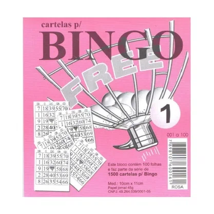 Bloco de Bingo Rosa com 100 Folhas Free