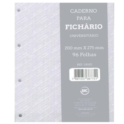 Bloco de Folhas Branco Fichário Universitário 96 Folhas Dac