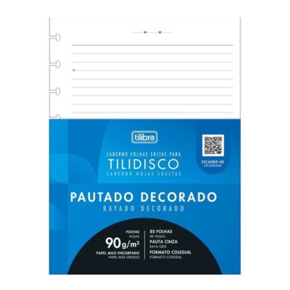 Bloco Fls para Caderno Tilidisco Pautado 80 fls Tilibra