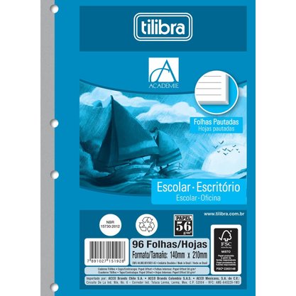 Refil para Fichário 1/4 96fls Académie Tilibra