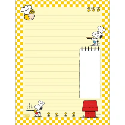 Bloco de Papel para Carta com 50 Folhas Amarelo Snoopy Tilibra