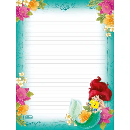 Bloco de Papel para Carta com 50 Folhas Roxo Ariel Princesa Tilibra
