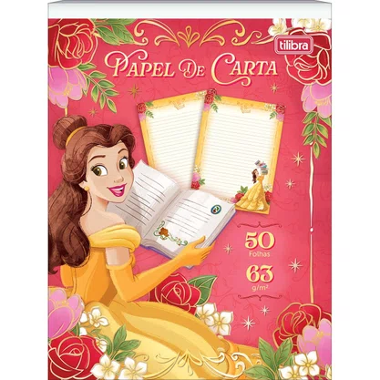 Bloco de Papel para Carta com 50 Folhas Vermelho Bela Princesa Tilibra