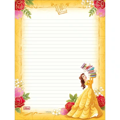Bloco de Papel para Carta com 50 Folhas Vermelho Bela Princesa Tilibra