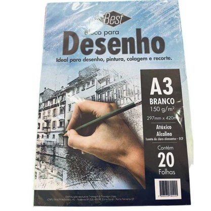 Bloco Desenho Branco A-3 150g C/ 20fls Best