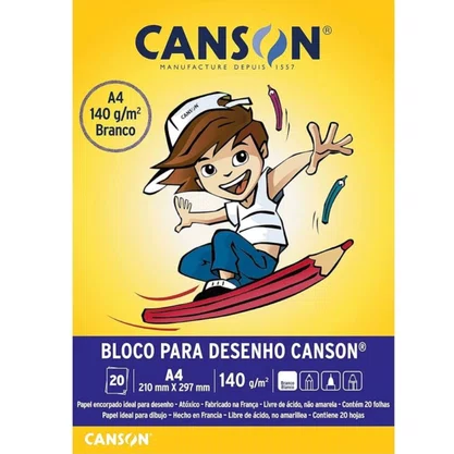 Bloco Desenho Branco A-4 140g com 20 Folhas Canson