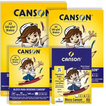 Bloco Desenho Branco A-4 140g com 20 Folhas Canson