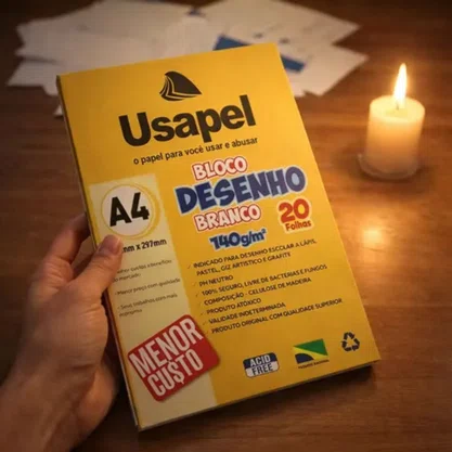 Bloco Desenho Branco A-4 140g Com 20 Folhas Usapel