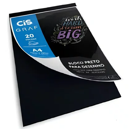 Bloco Preto P/ Desenho A-4 180g 20 Fls Cis