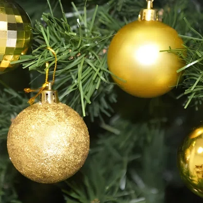 Bola de Natal 10cm Ouro Fosca/Glitter 2 Un Matsumoto