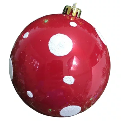 Bola de Natal 10cm Vermelha Poá Branco Matsumoto