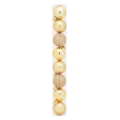 Bola de Natal 4cm Dourado Lisa/Fosca/Glitter 8 Un Cromus