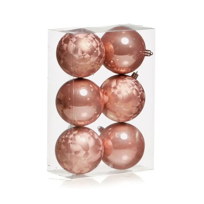 Bola de Natal 8cm Rose Lisa/Texturizada 6 Un Cromus