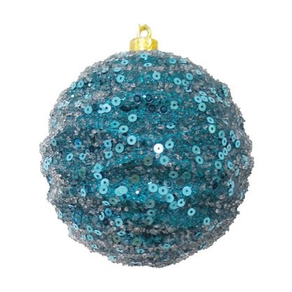 Bola de Natal 8cm Azul Turquesa Decorada Matsumoto